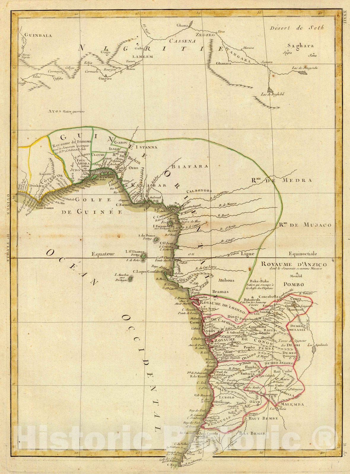 Historic Wall Map : Africa, Central 1781 La Guinee 2. , Vintage Wall Art