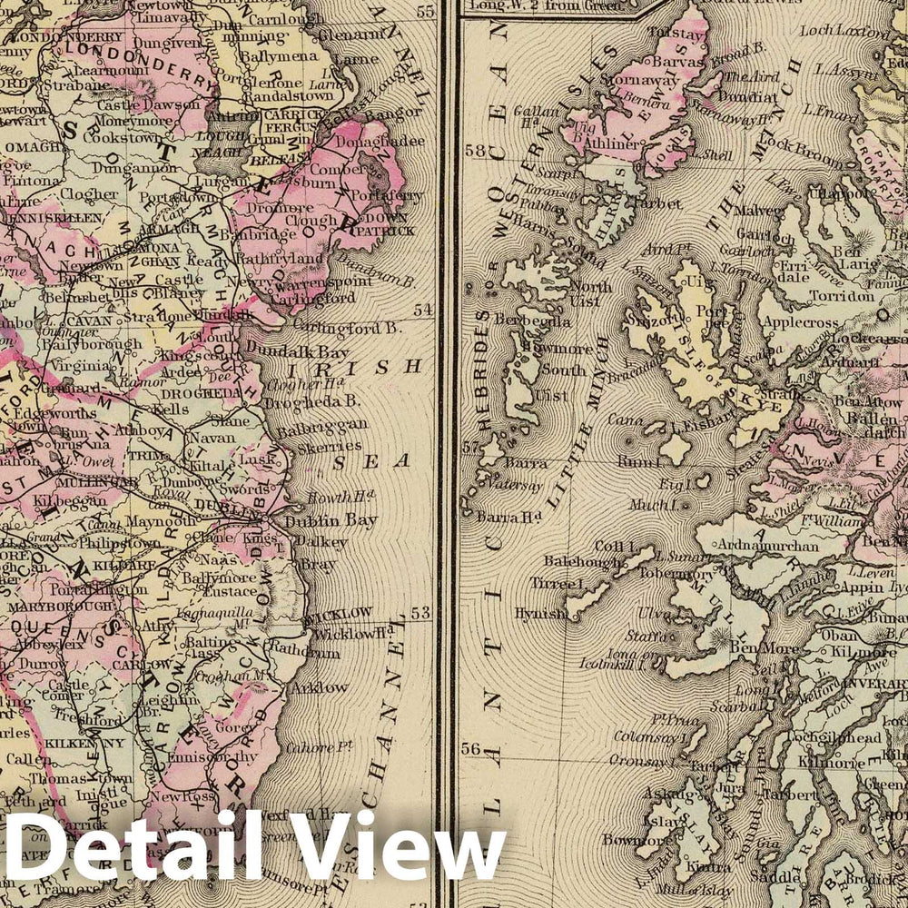 Historic Map : 1880 Ireland, Scotland. - Vintage Wall Art