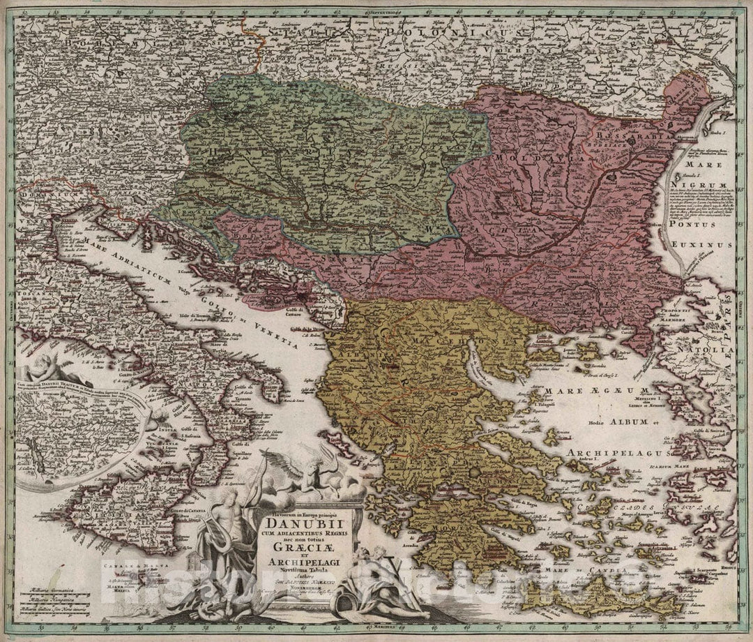 Historic Map : Greece, 1788 Danubii cum Adiacentibus Regnisnec non totius Graeciae et Archipelagi. , Vintage Wall Art