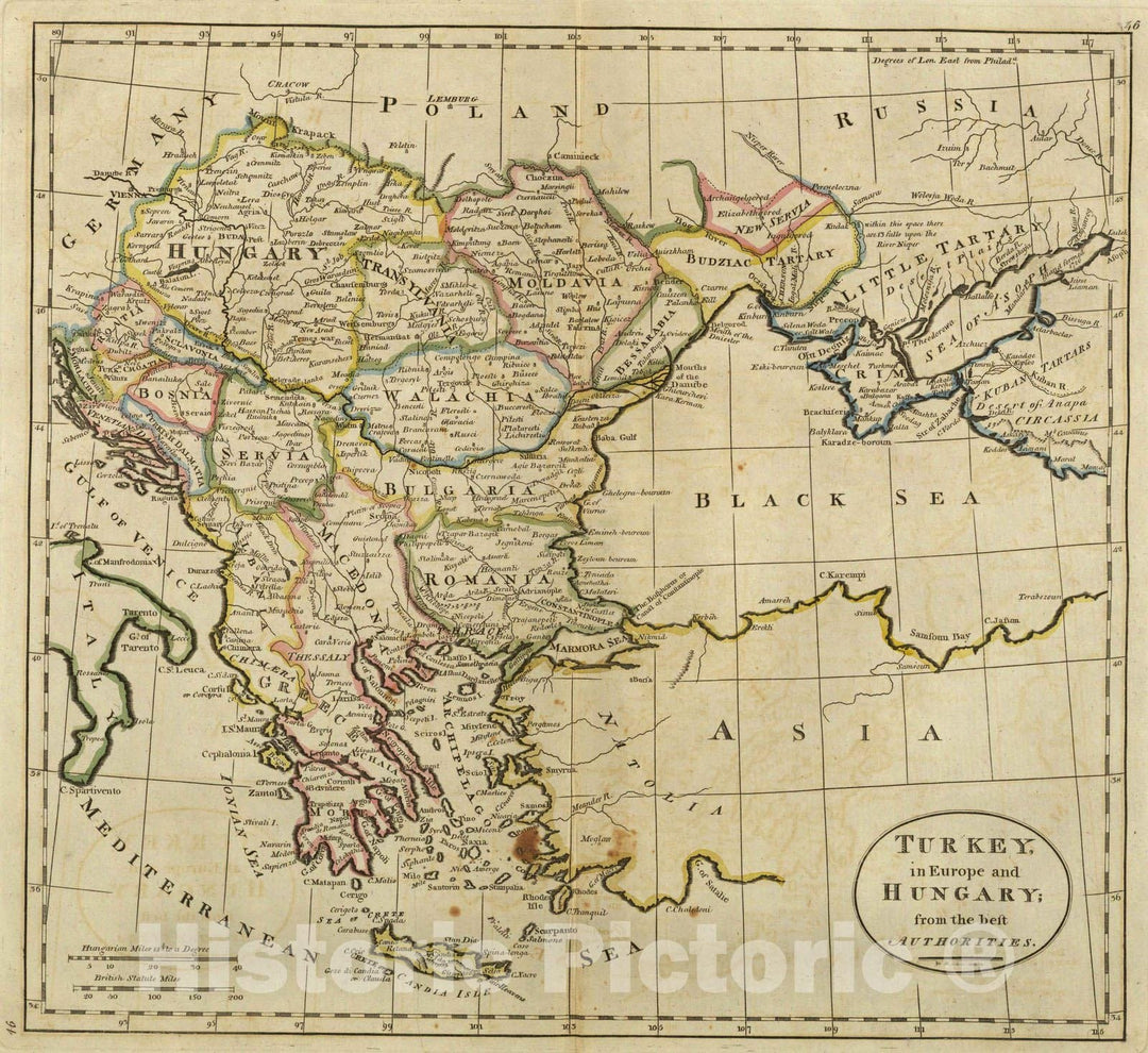 Historic Map : 1814 Turkey, in Europe and Hungary. - Vintage Wall Art