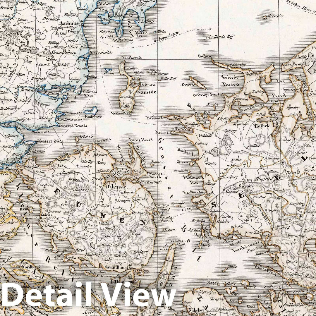 Historic Map : Sweden, Scandinavia 1854 Das Konigreich Danemark und die Herzogthumer Schleswig , Vintage Wall Art