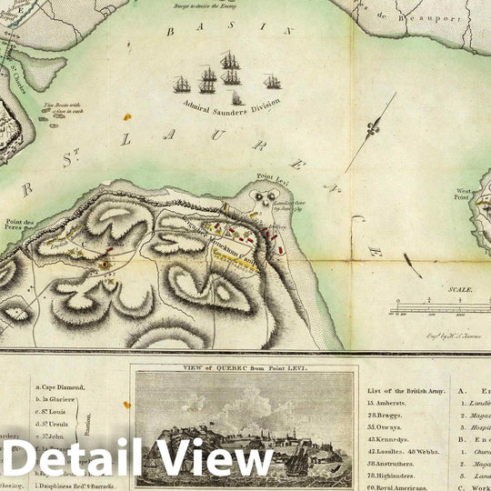 Historic Map : National Atlas - 1815 Plan of Quebec and Adjacent Country. - Vintage Wall Art