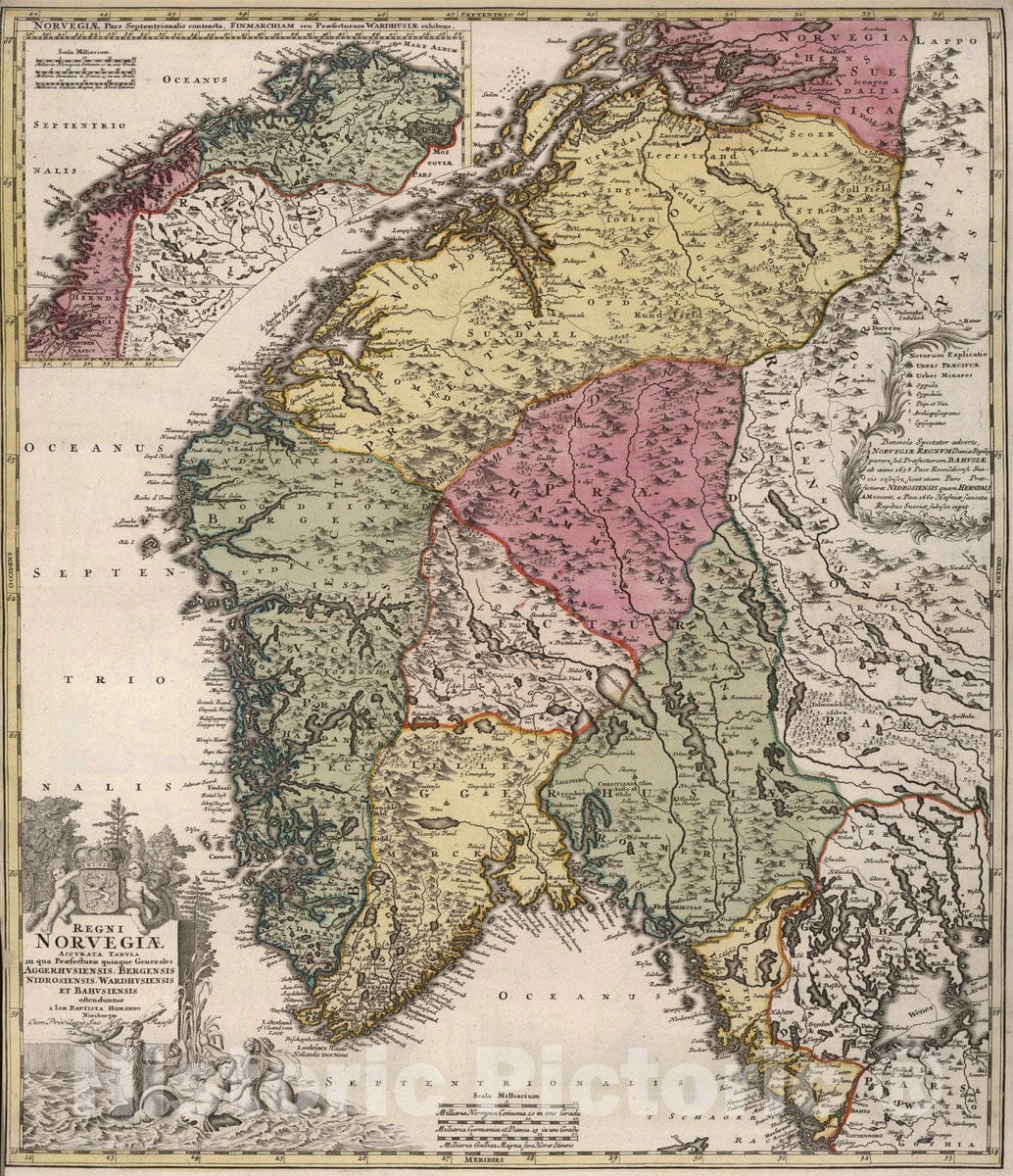 Historic Map : Norway, 1788 Regni Norvegiae. , Vintage Wall Art