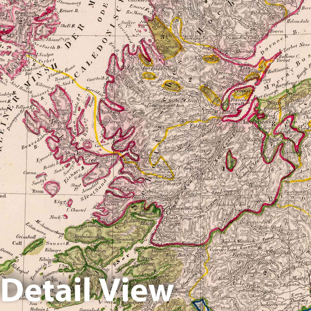 Historic Map : Scotland, 1855 Schottland. , Vintage Wall Art