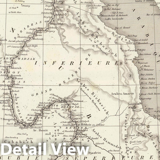 Historic Map : Egypt; Sudan, East Africa 1837 Afrique Orientale. , Vintage Wall Art