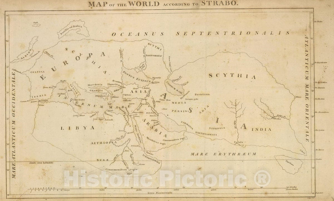 Historic Map : 1814 Map of the World According to Strabo. - Vintage Wall Art