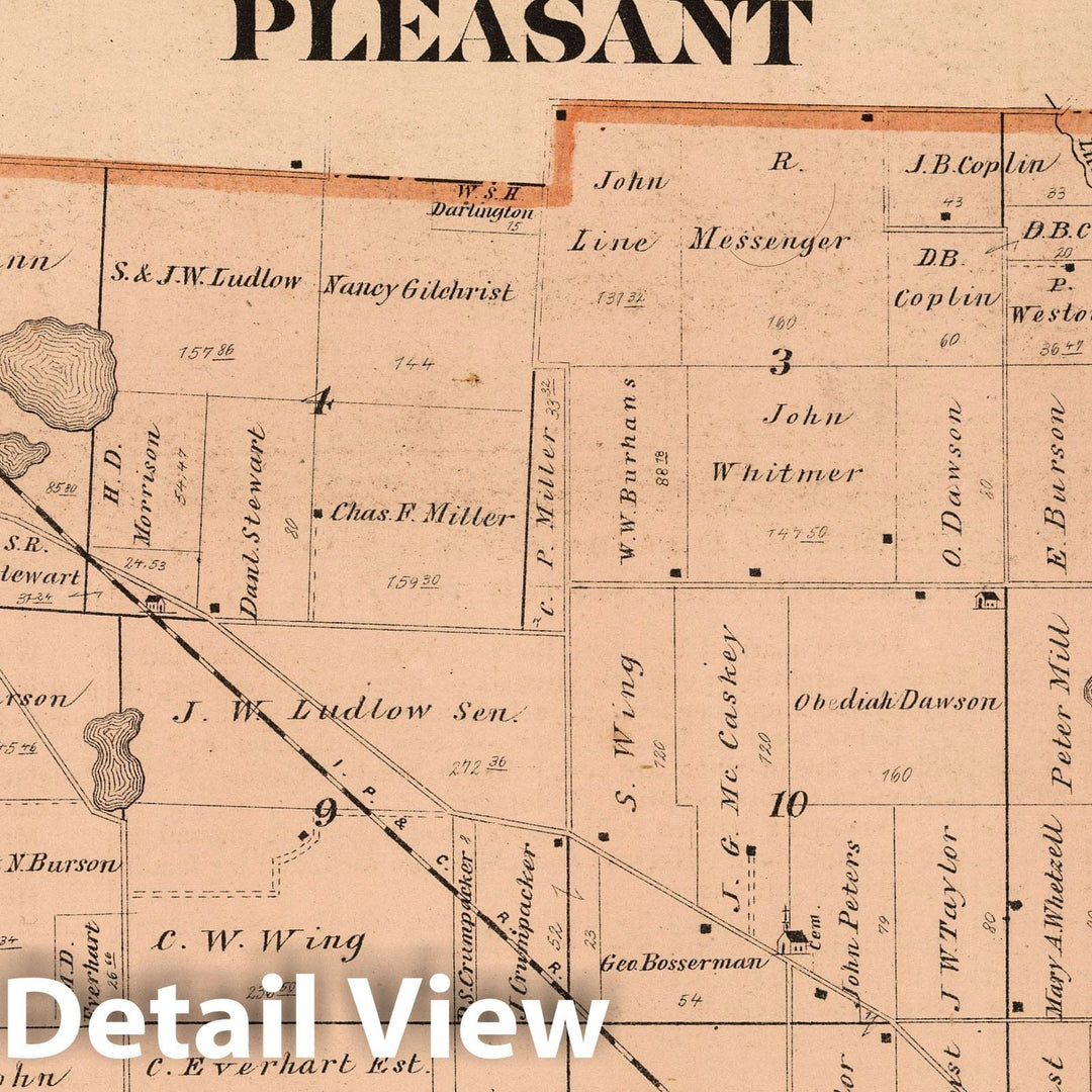 Historic Map : 1874 Pleasant Township, Laporte County, Indiana. Wanatah. Rolling Prairie, Laporte County, Indiana. - Vintage Wall Art