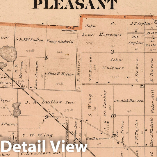 Historic Map : 1874 Pleasant Township, Laporte County, Indiana. Wanatah. Rolling Prairie, Laporte County, Indiana. - Vintage Wall Art