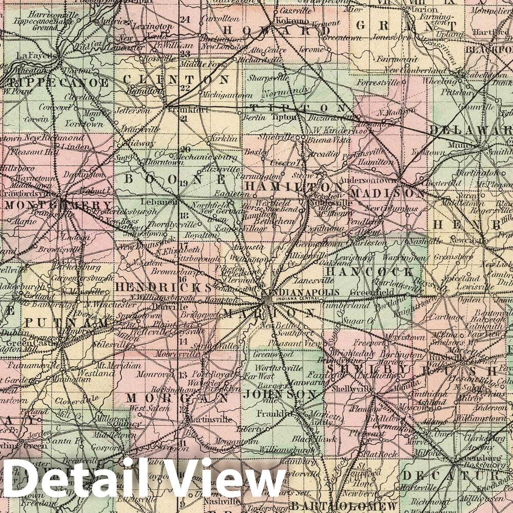 Historic Map : 1874 Indiana. v1 - Vintage Wall Art