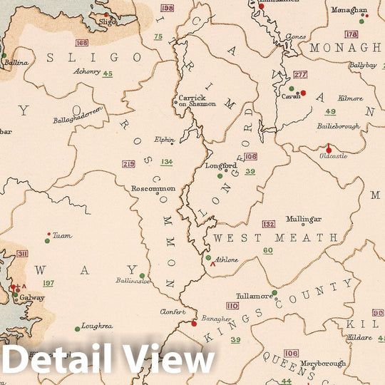 Historic Map : Statistical Atlas - 1881 Ireland to Illustrate the Educational Condition. - Vintage Wall Art