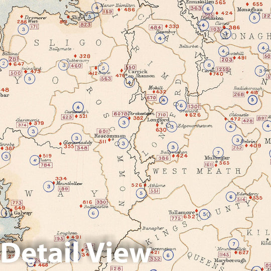 Historic Map : Statistical Atlas - 1881 Ireland to Illustrate the Pauperism of the People. - Vintage Wall Art