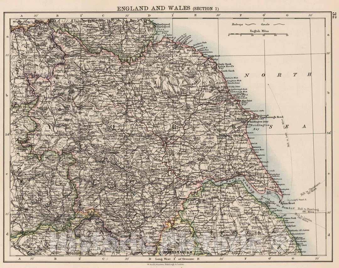 Historic Map : 1906 England and Wales (Section 1). - Vintage Wall Art