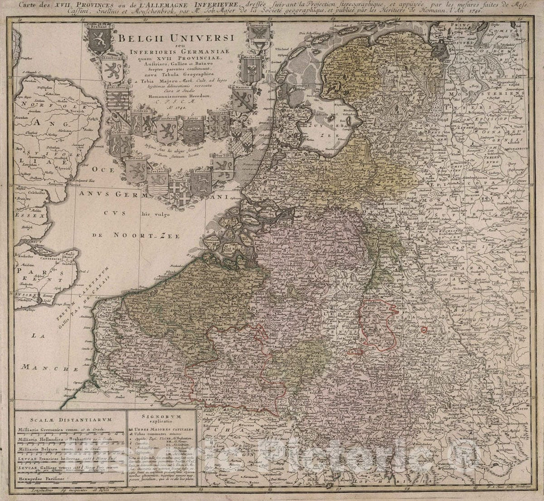 Historic Map : Netherlands, 1748 Belgh Universi seu Inferioris Germaniae. , Vintage Wall Art