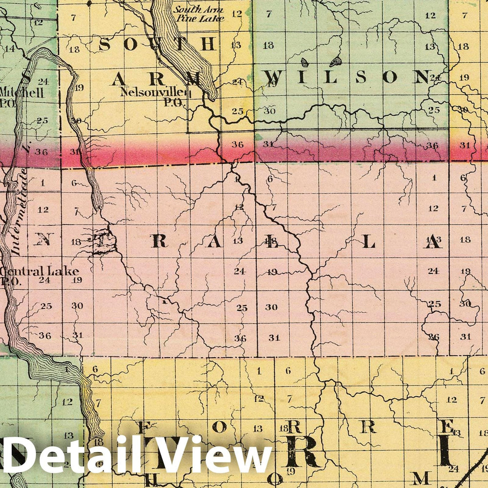 Historic Map : 1873 (Map of Charlevoix and Antrim counties, Michigan) - Vintage Wall Art