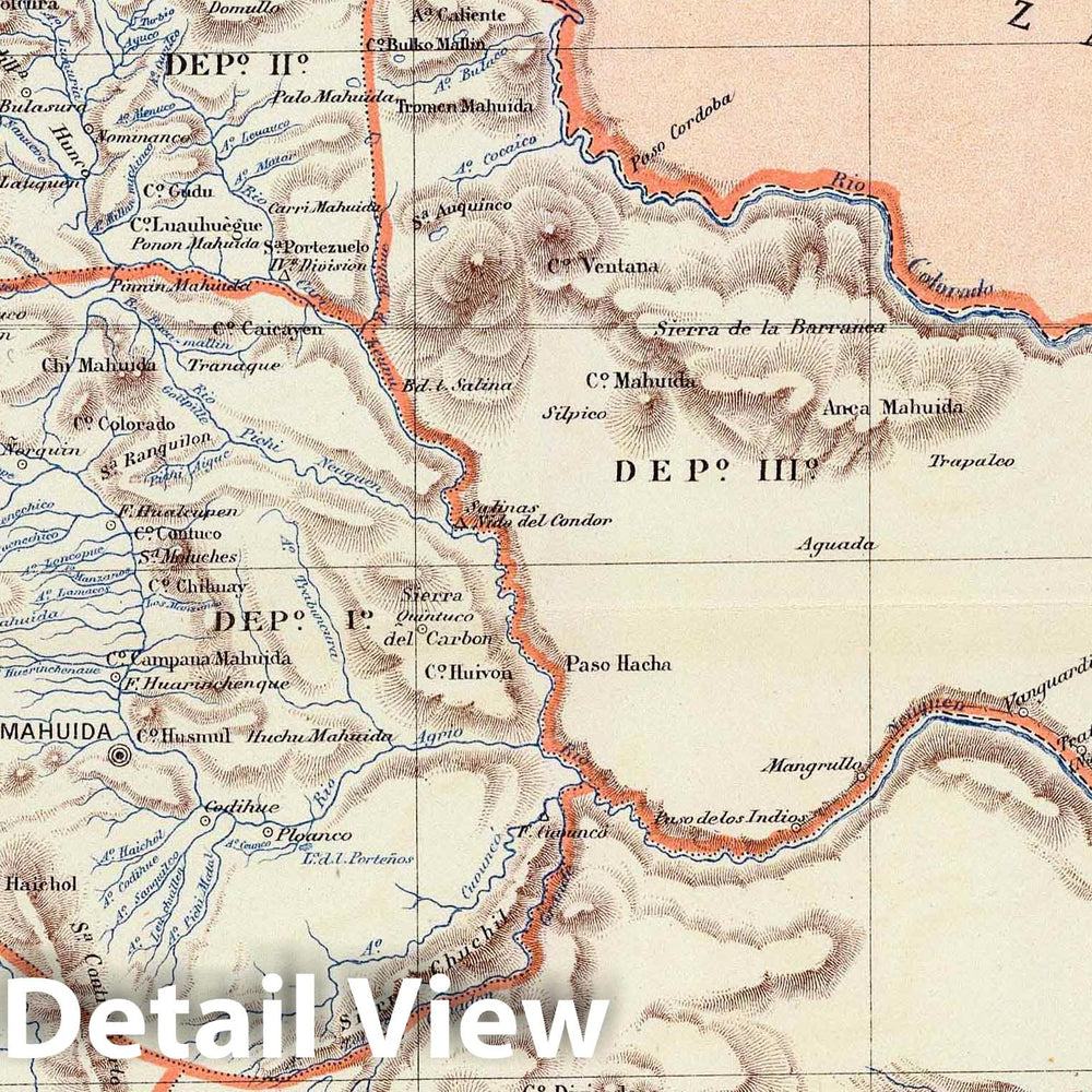 Historic Map : Argentina, Neuquen (Argentina : Province) 1888 Gobernacion de Neuquen. , Vintage Wall Art