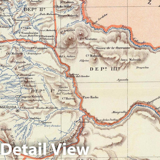 Historic Map : Argentina, Neuquen (Argentina : Province) 1888 Gobernacion de Neuquen. , Vintage Wall Art