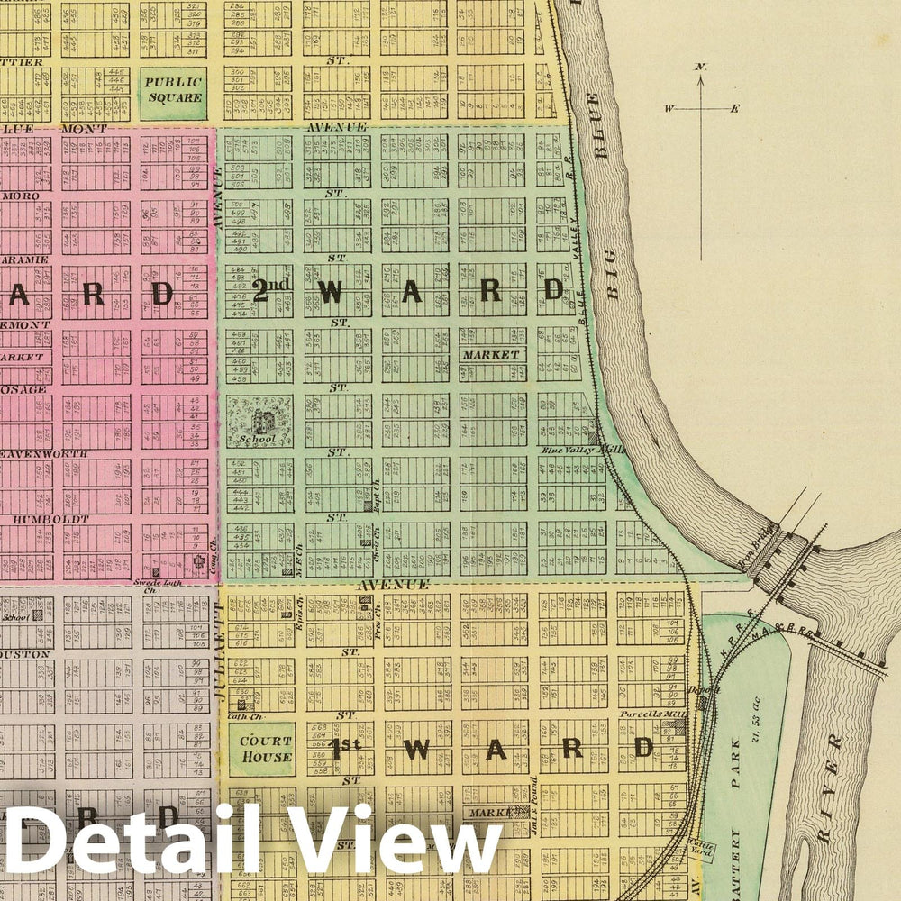 Historic Map : 1887 Manhattan, Coronado, Towanda, Kansas. - Vintage Wall Art