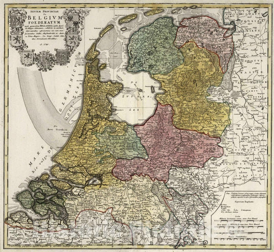 Historic Map : Netherlands, 1748 Septem Provinciae Belgium Foederatum. , Vintage Wall Art