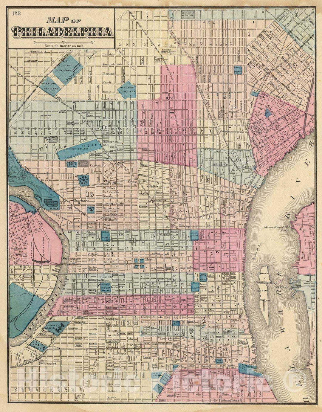 Historic Map : 1872 Philadelphia. - Vintage Wall Art