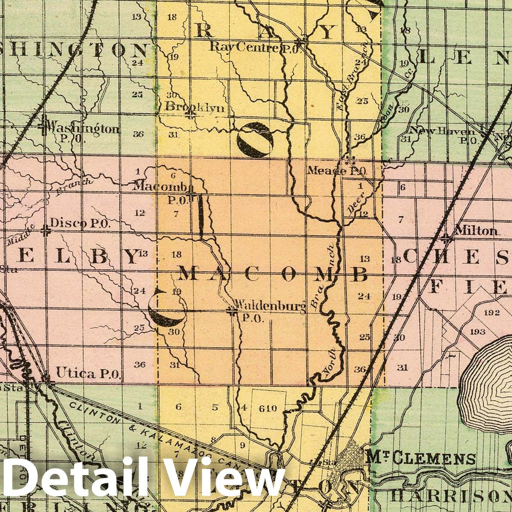 Historic Map : 1873 (Map of Macomb County, Michigan) - Vintage Wall Art