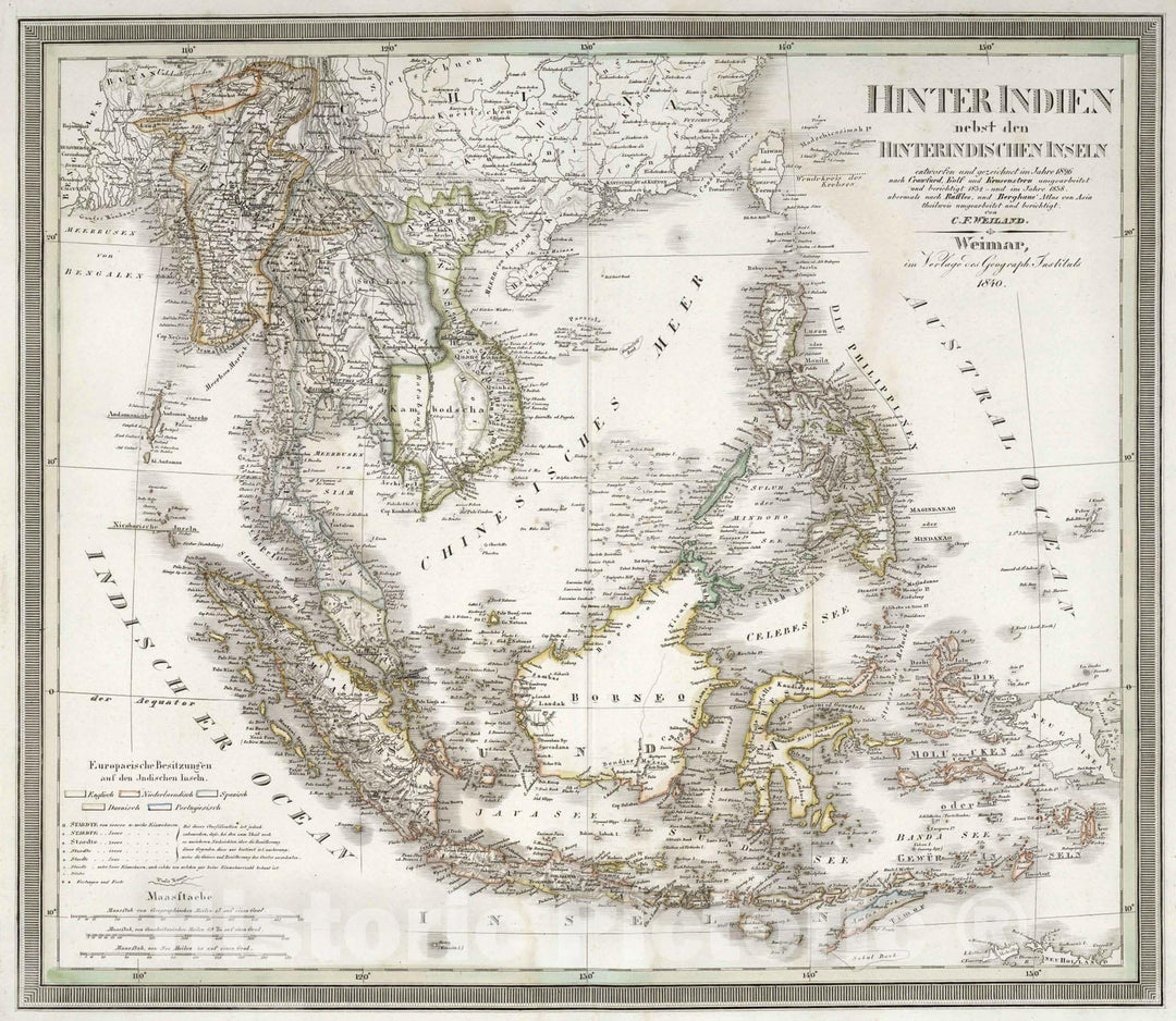 Historic Map : 1840 West Indies and Southeast Asia. - Vintage Wall Art