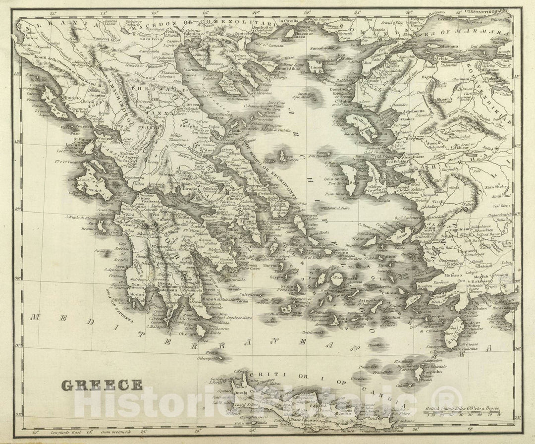 Historic Map : 1824 Greece. - Vintage Wall Art