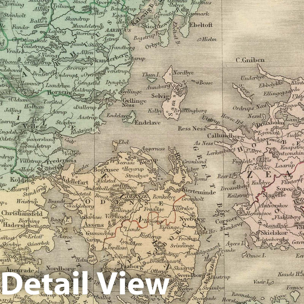 Historic Map : 1854 Denmark. - Vintage Wall Art