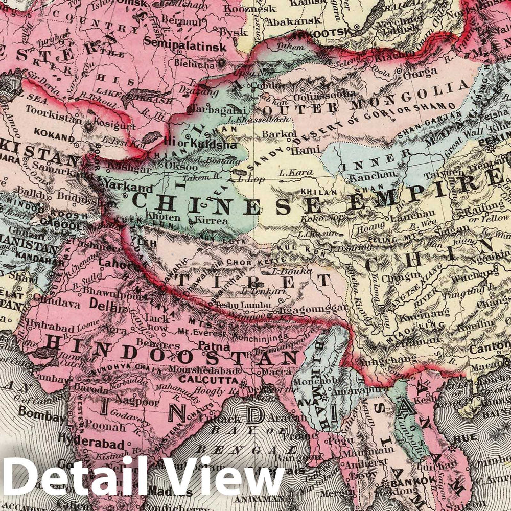 Historic Map : 1858 Asia (political). - Vintage Wall Art