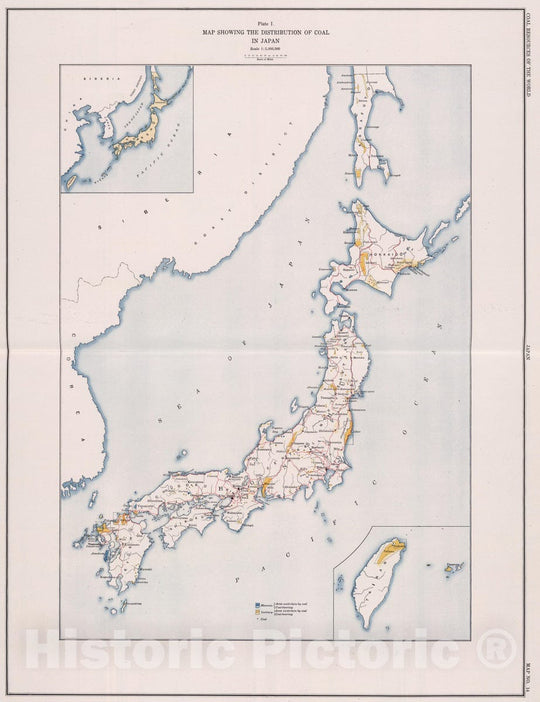 Historic Map : Geologic Atlas - 1913 Japan. Coal Resources of the World. - Vintage Wall Art