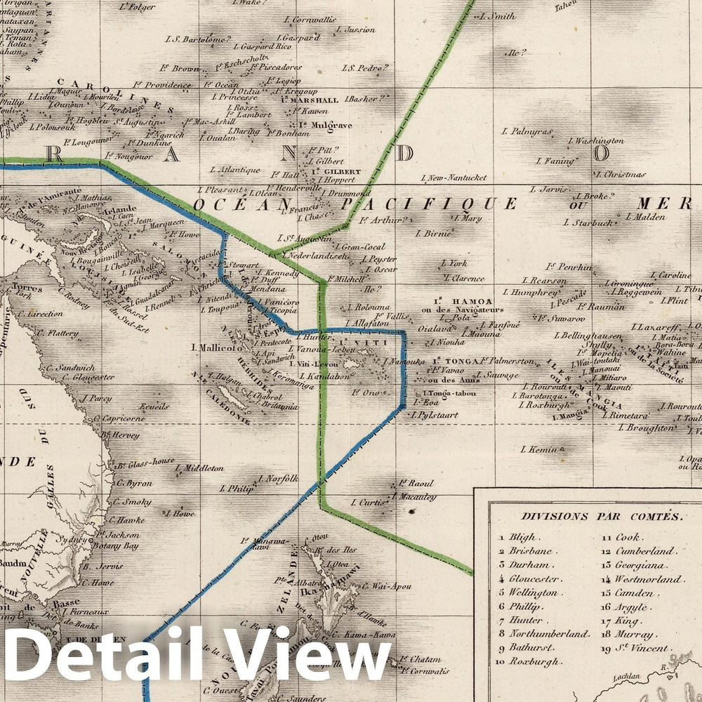 Historic Map : Australia, Oceania, Pacific 1839 Oceanie. , Vintage Wall Art