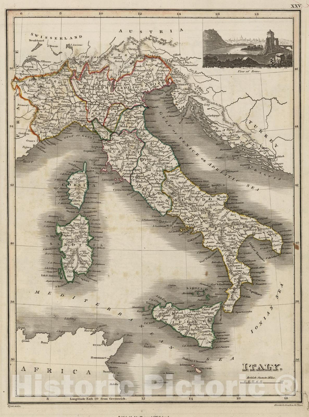 Historic Map : 1824 Italy - Vintage Wall Art