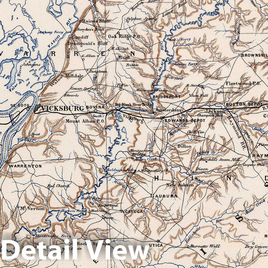 Historic Map : Mississippi, 1875 Planche XXI. Environs de Vicksburg. , Vintage Wall Art