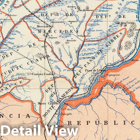 Historic Map : Argentina, Corrientes (Argentina : Province) 1888 Provincia de Corrientes. , Vintage Wall Art