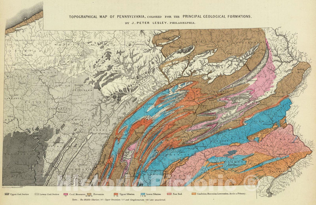 Historic Map : 1872 Penn. geological formations. - Vintage Wall Art