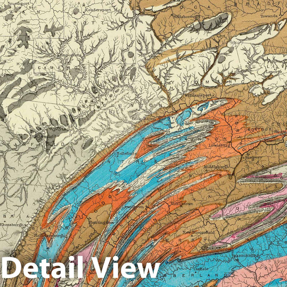 Historic Map : 1872 Penn. geological formations. - Vintage Wall Art