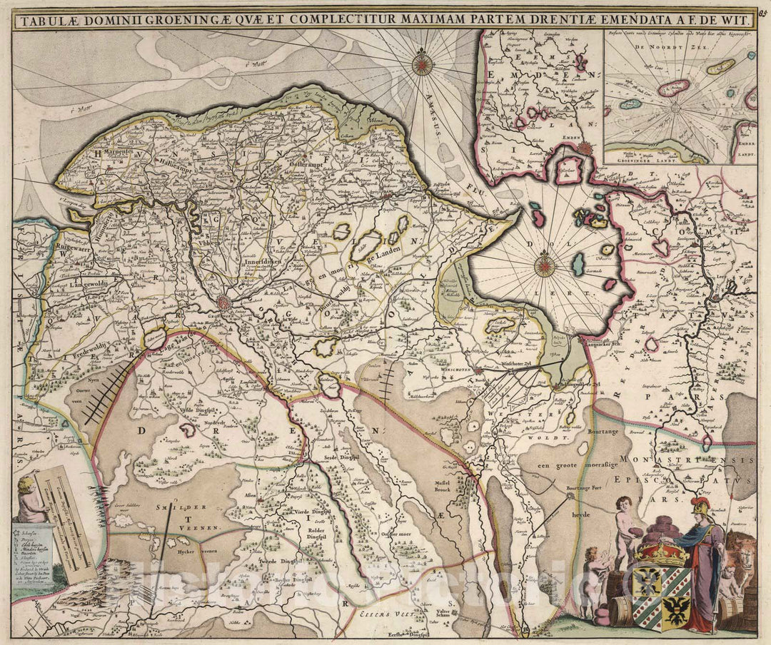 Historic Map : Netherlands, 1682 Tabulae Dominii Groeningae Quae et Complectitur Maximam Partem Drentiae Emendata. , Vintage Wall Art