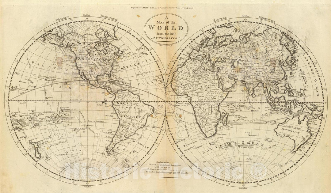 Historic Map : 1796 Historic Wall Map of the World from the best Authorities. - Vintage Wall Art