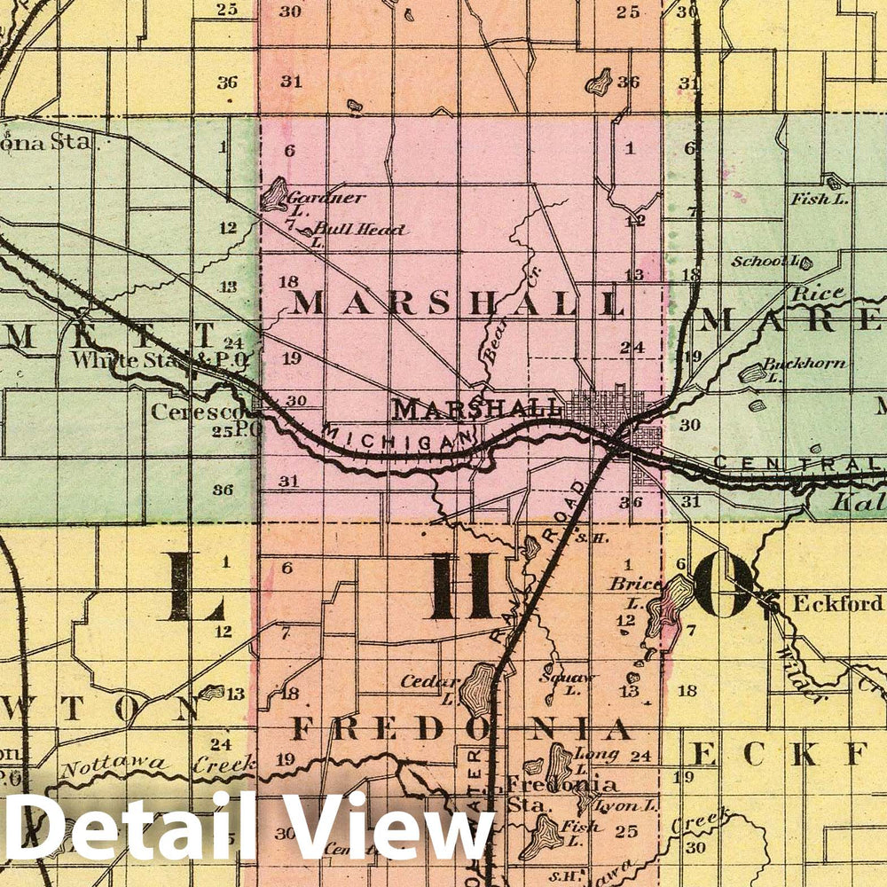 Historic Map : 1873 (Map of Calhoun County, Michigan) - Vintage Wall Art