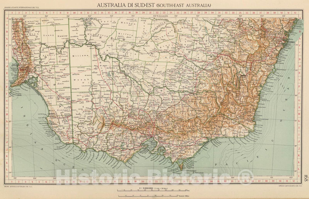 Historic Map : Australia, New South Wales 1929 168. Australia di Sud-est. , Vintage Wall Art