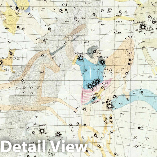 Historic Map : Celestial Atlas - 1844 Anno 1830. No. 2. Dec, Jan. Feb. - Vintage Wall Art