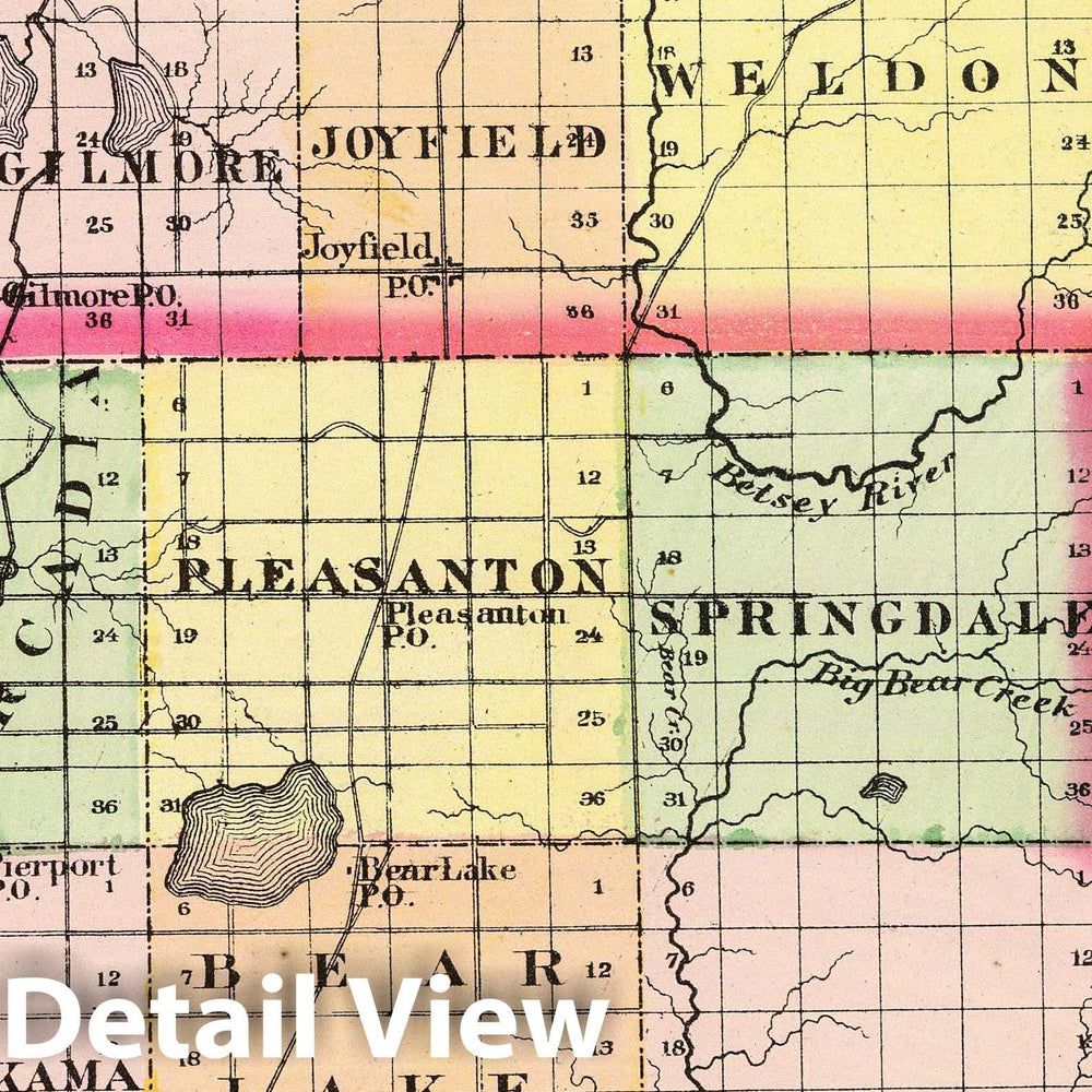 Historic Map : 1873 (Map of Benzie and Manistee counties, Michigan) - Vintage Wall Art