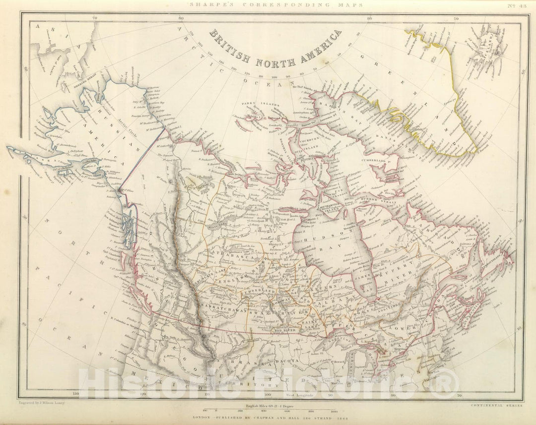 Historic Map : 1848 British North America. - Vintage Wall Art