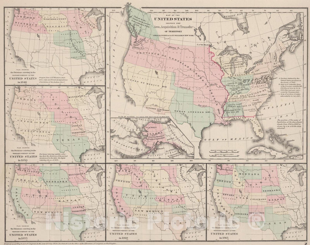 Historic Map : 1886 United States of America. - Vintage Wall Art