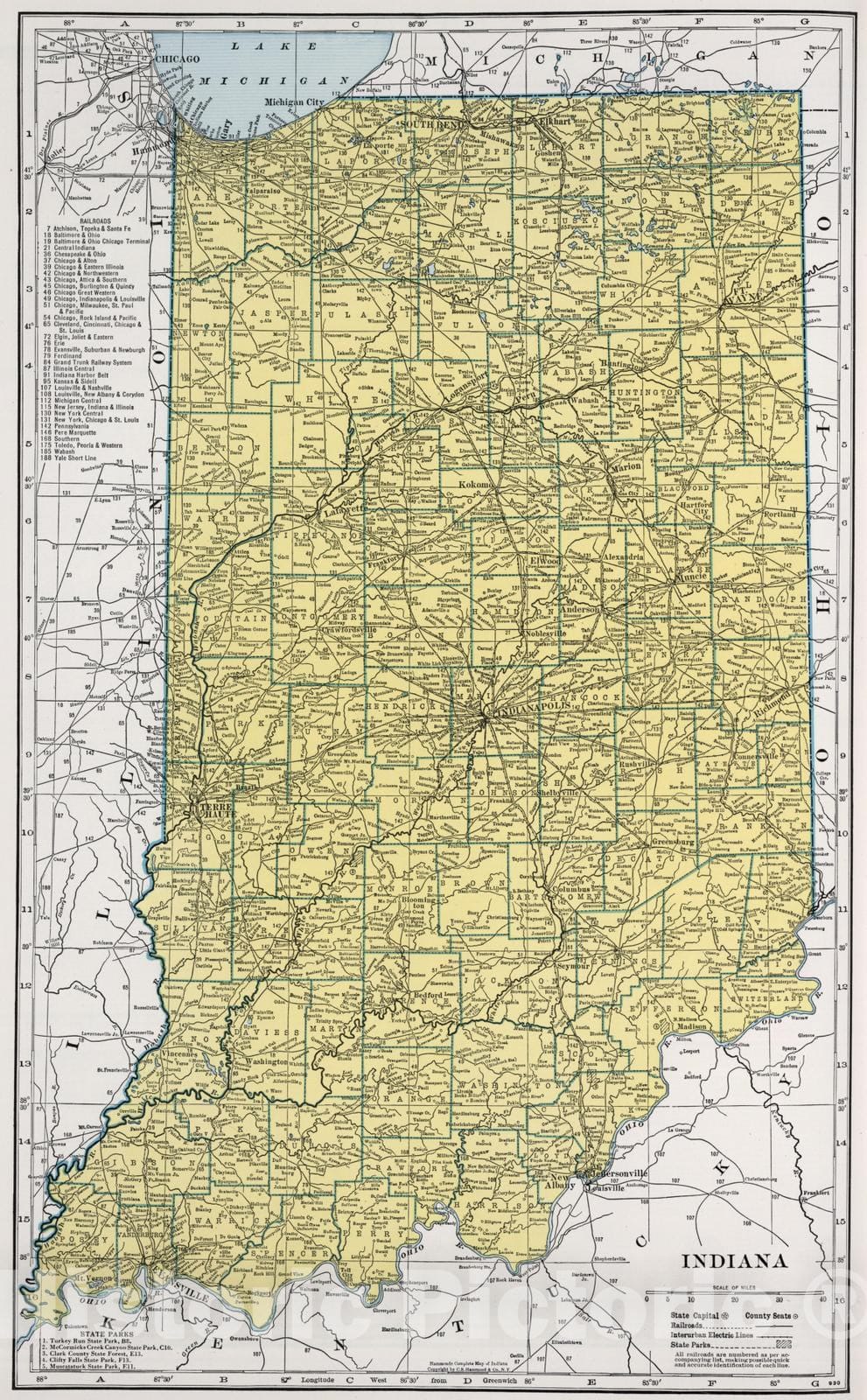 Historic Map - 1948 Indiana. - Vintage Wall Art