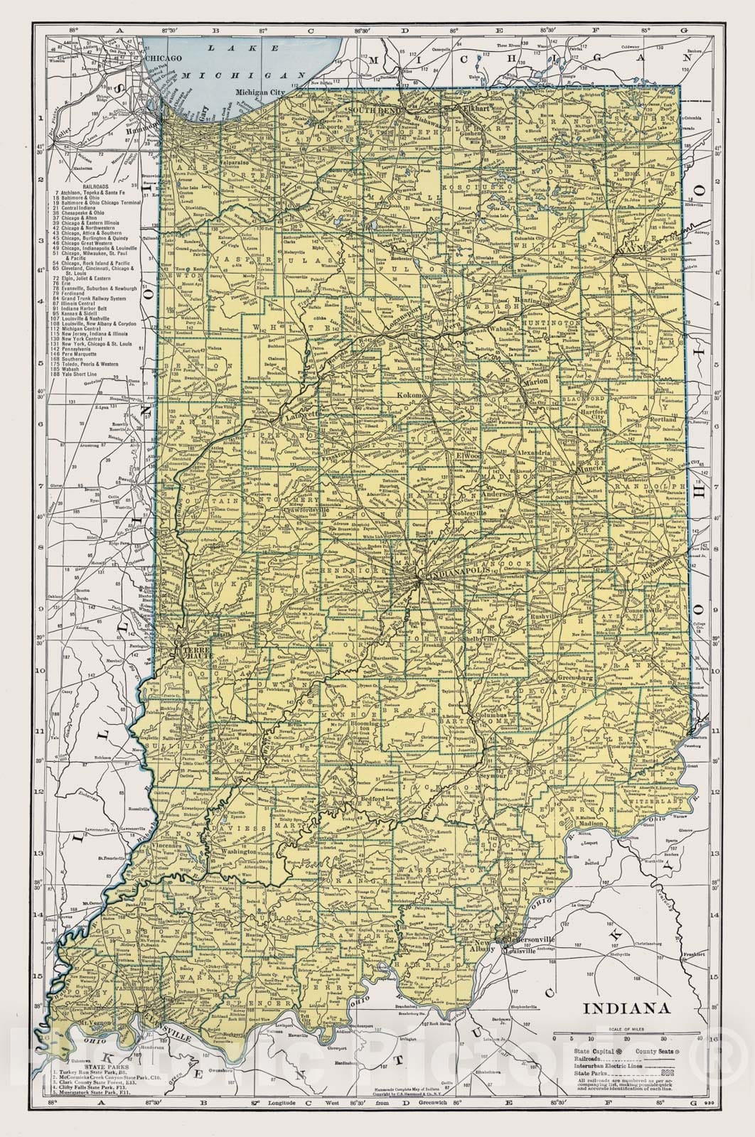 Historic Map - 1948 Indiana. - Vintage Wall Art