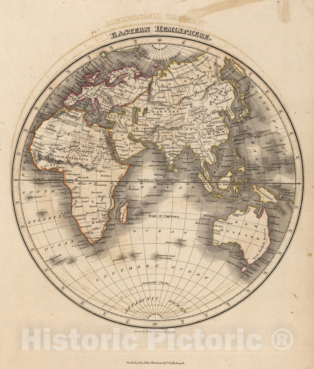 Historic Map : 1824 Eastern Hemisphere - Vintage Wall Art