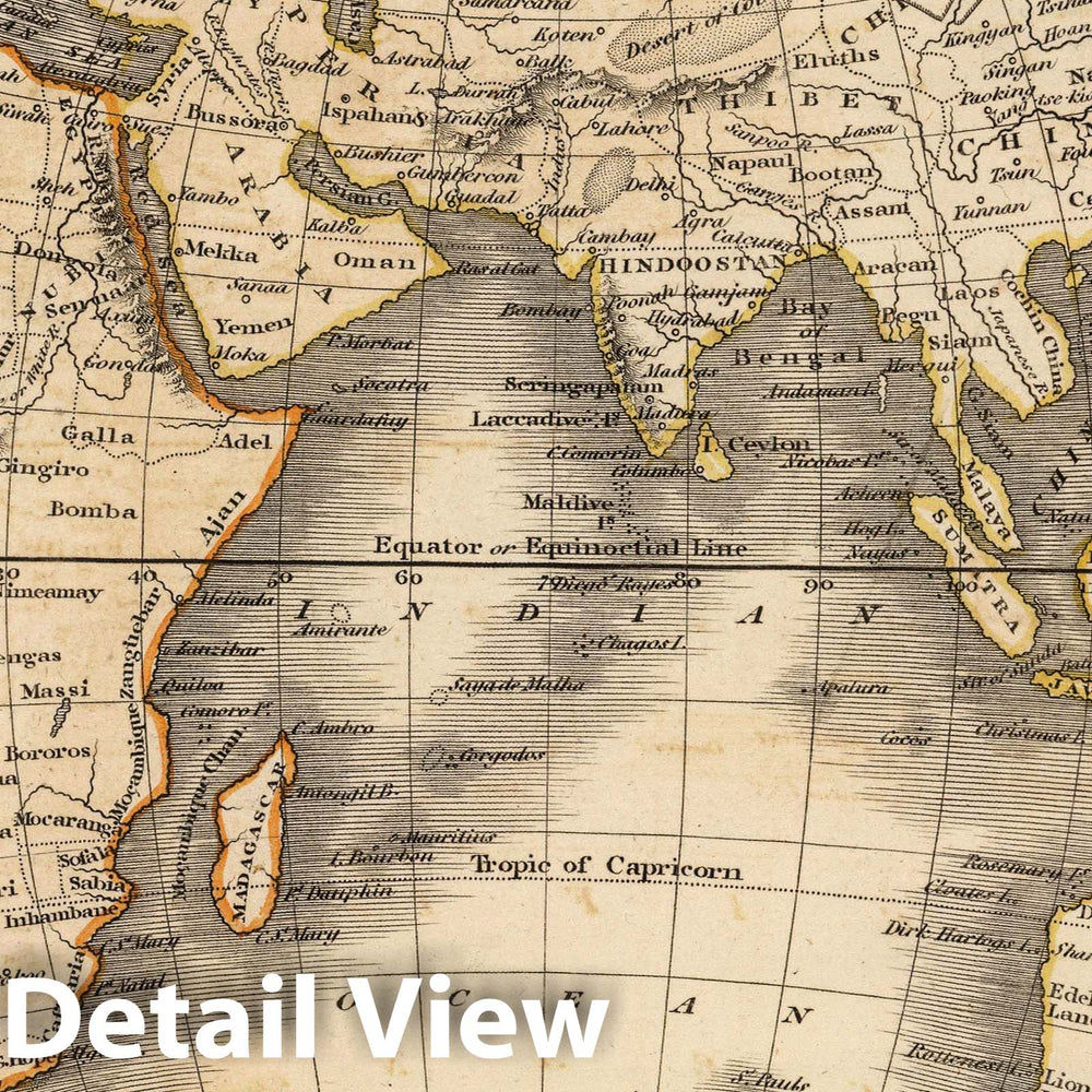 Historic Map : 1824 Eastern Hemisphere - Vintage Wall Art