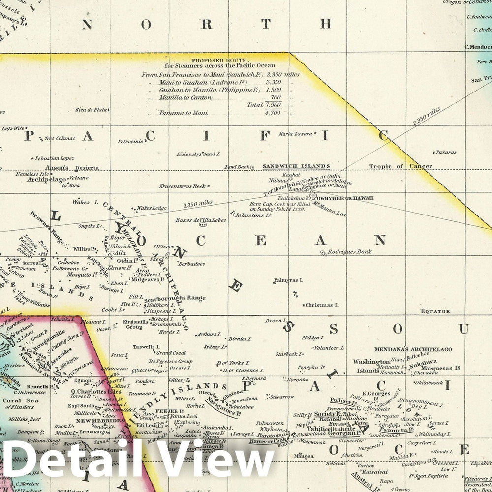 Historic Map : 1855 Pacific Ocean Including Oceanica - Vintage Wall Art