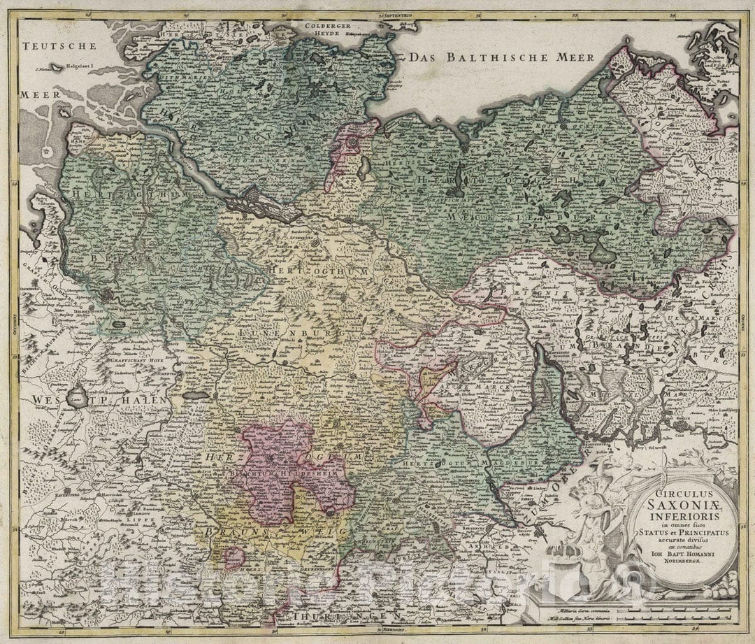 Historic Map : Germany, 1788 Circulus Saxoniae Inferioris. , Vintage Wall Art