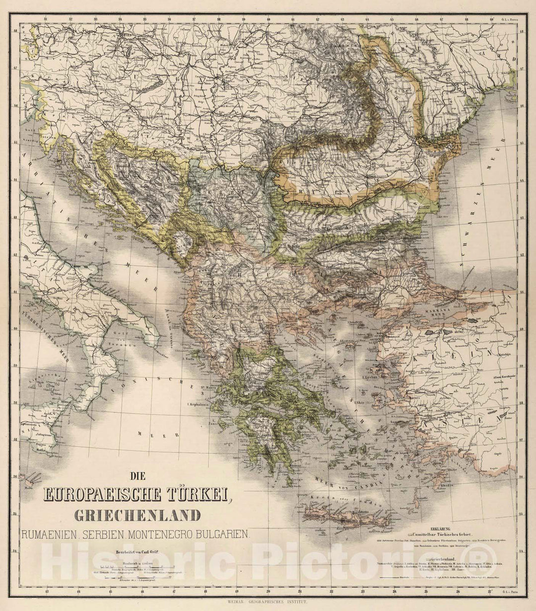 Historic Map : 1886 European Turkey. Greece. - Vintage Wall Art